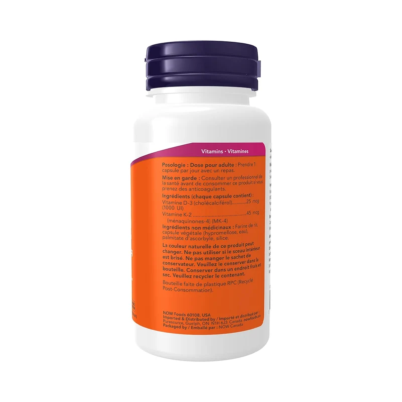 NOW - Vitamin D3 & K2 | 120 Veg Capsules
