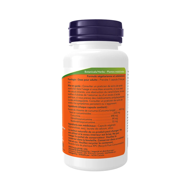 NOW - Turmeric Curcumin Complex 630 mg | 60 Veg Capsules