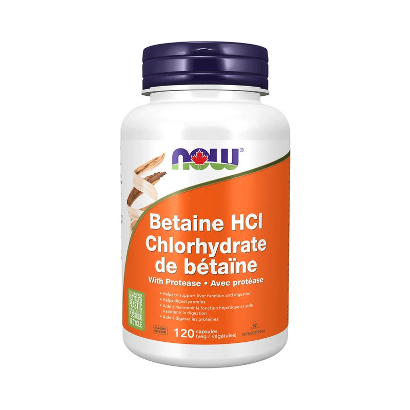 NOW - Betaine HCl with Protease | 120 Veg Capsules