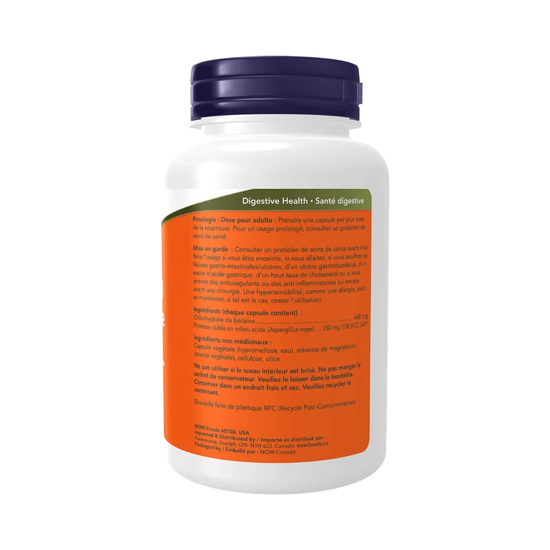 NOW - Betaine HCl with Protease | 120 Veg Capsules