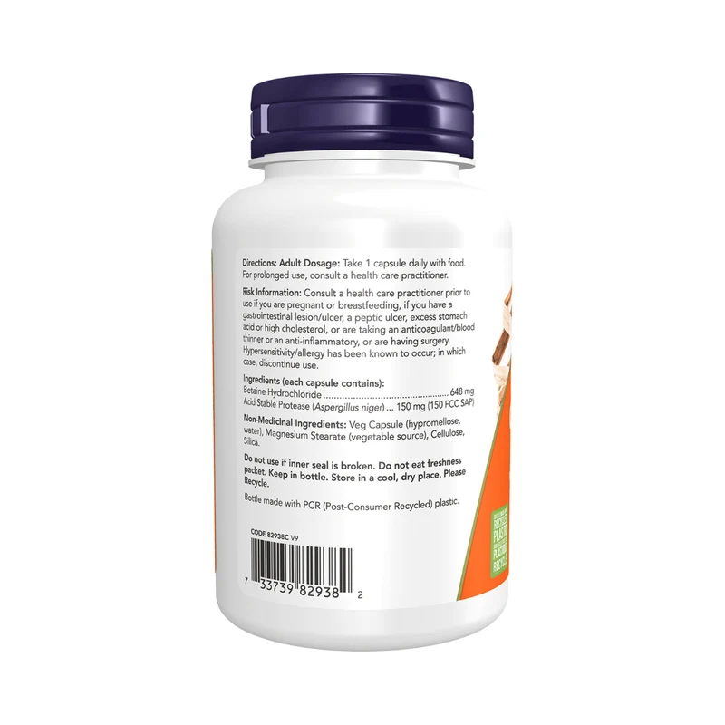 NOW - Betaine HCl with Protease | 120 Veg Capsules