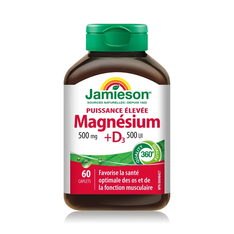 Jamieson - High Potency Magnesium 500 mg + D3 500 IU | 60 Caplets