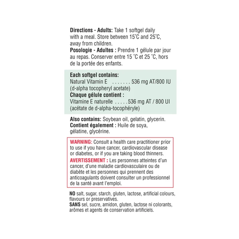 Jamieson Vitamin E, 800 IU | 50 Softgels