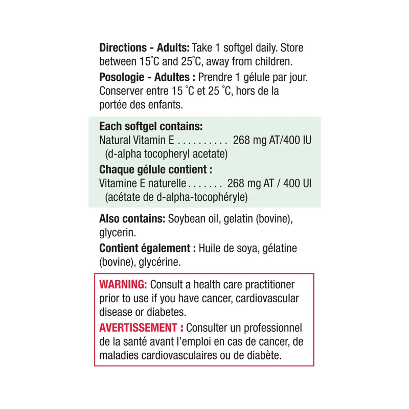 Jamieson Vitamin E 400 IU | 100+20 Softgels