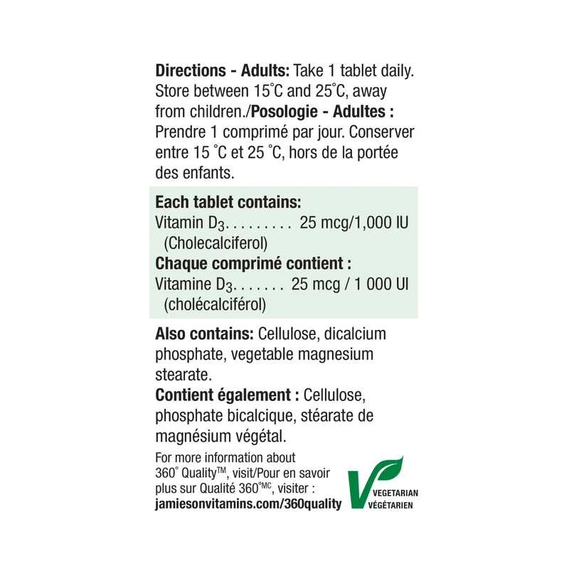 Jamieson-Vitamin D3, 1000 IU | 100 Tablets
