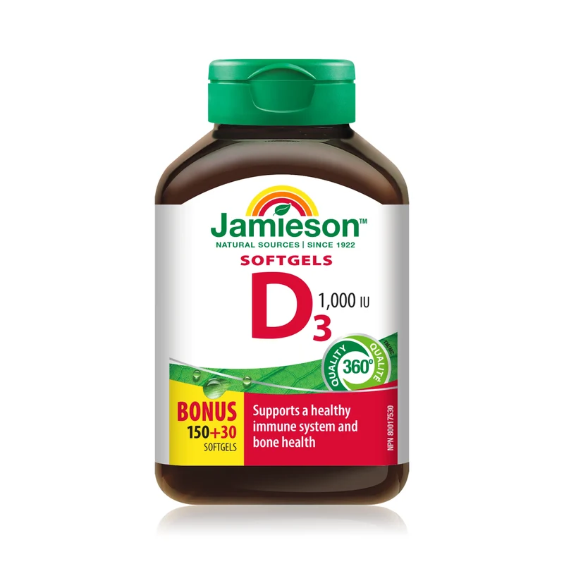 Jamieson Vitamin D3, 1000 IU | 150 + 30 Softgels