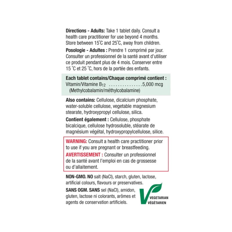 Jamieson - B12 5000 mcg Timed Release | 45 Tablets