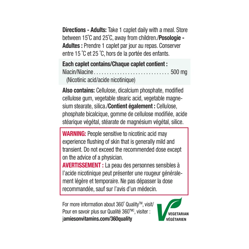 Jamieson - Niacin 500 mg | 100 Caplets