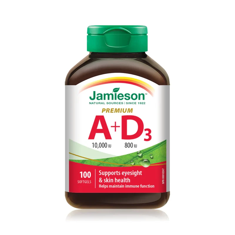 Jamieson - Vitamin A 10,000 IU + D3 800 IU | 100 Softgels