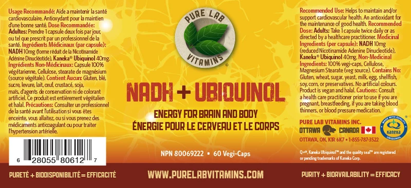 Pure Lab - Ubiquinol + NADH | 60 Vegi-Caps