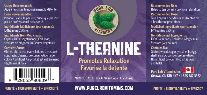 Pure Lab - L-Theanine 250 mg | 60 Veg Capsules