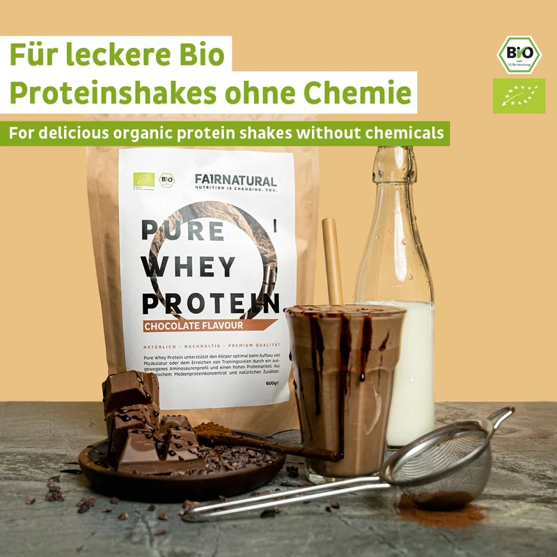 Poudre de protéines de lactosérum biologique au chocolat