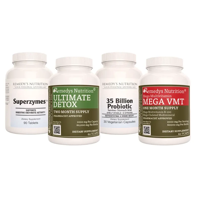 Pack d'énergie Core Vital™, quatre flacons de capsules et de comprimés