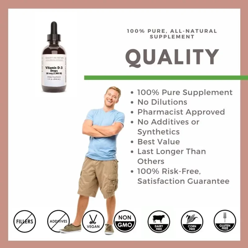 Gouttes de vitamine D-3 - 2000 UI, 1 once liquide