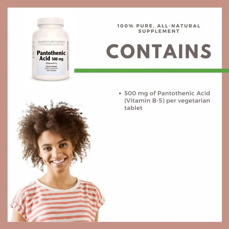 Acide pantothénique (vitamine B-5) 500 mg, 100 comprimés