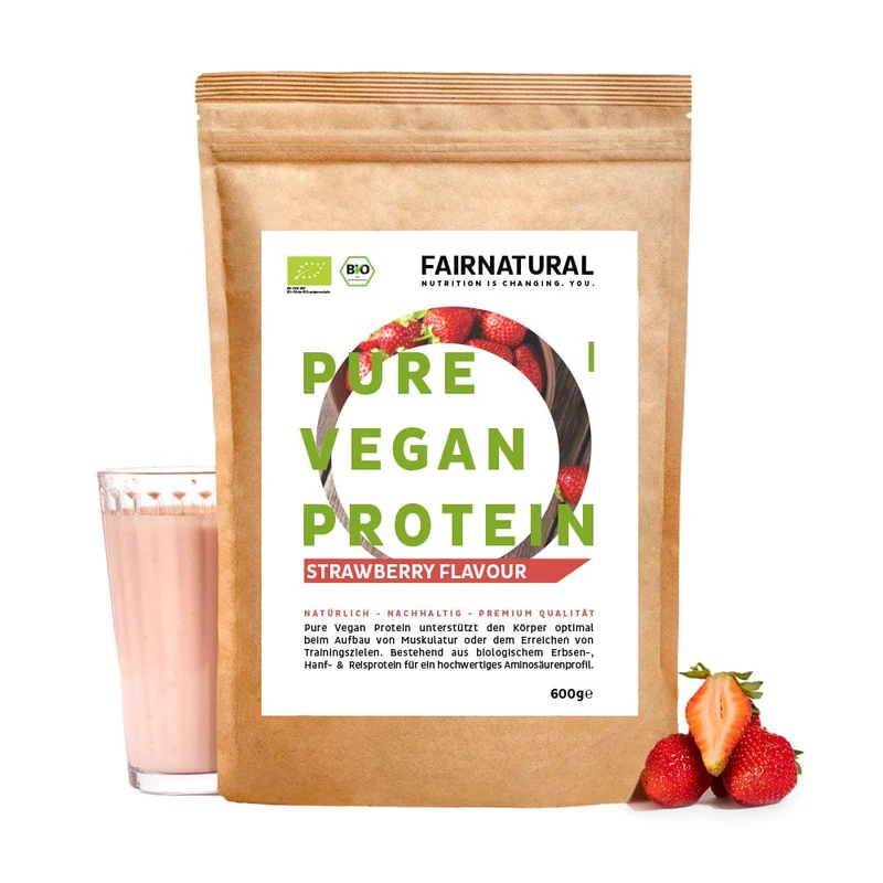 Poudre de protéine végétalienne bio fraise sans soja