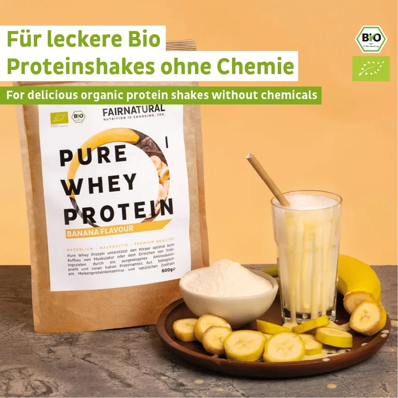 Poudre de protéine de lactosérum bio banane