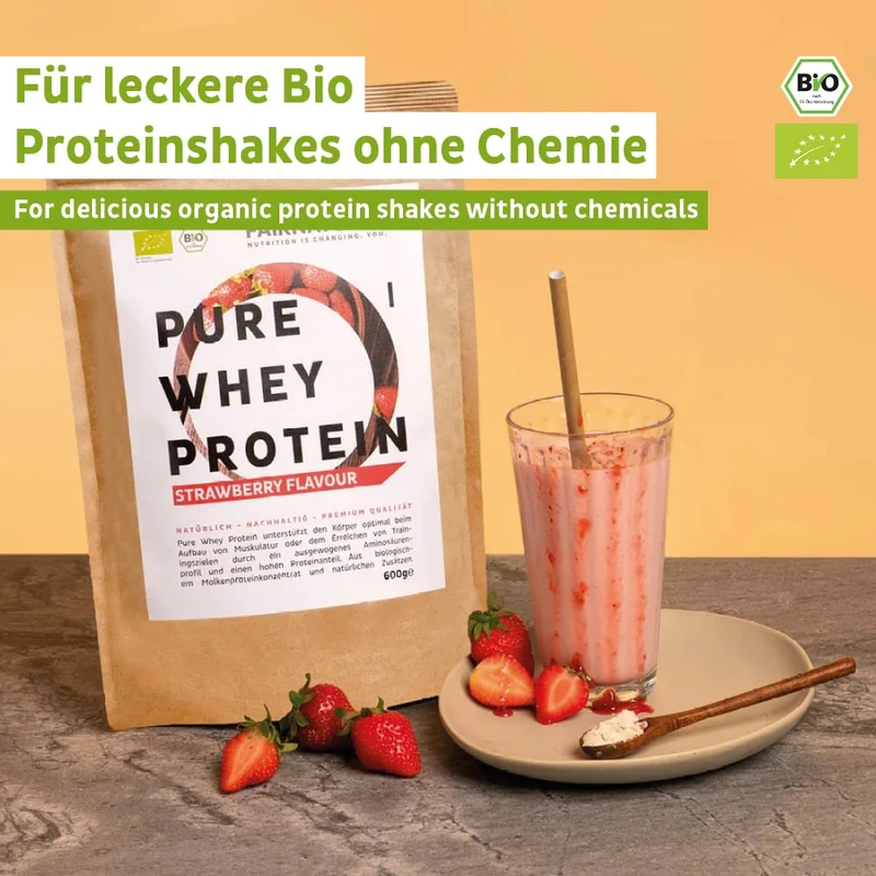 Poudre de protéine de lactosérum bio à la fraise