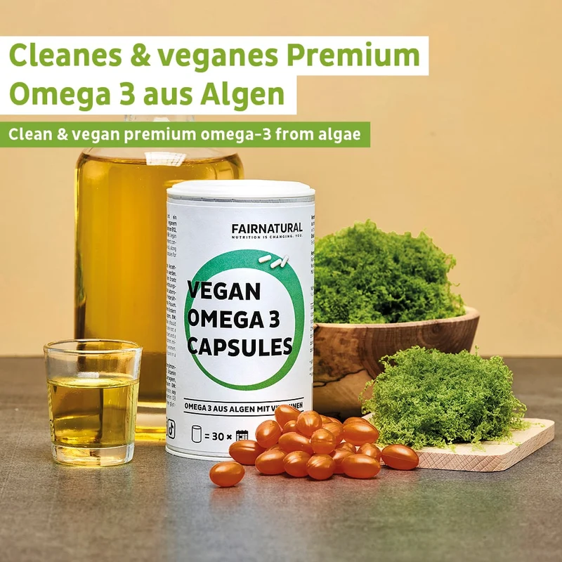 Gélules végétaliennes d'oméga 3 à base d'algues