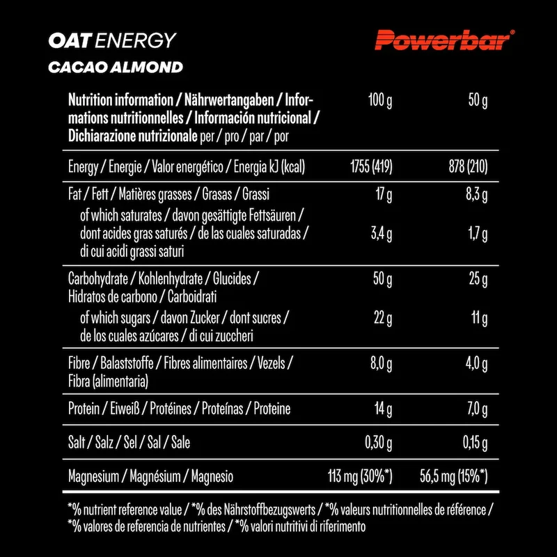 Barres énergétiques OAT Energy Powerbar