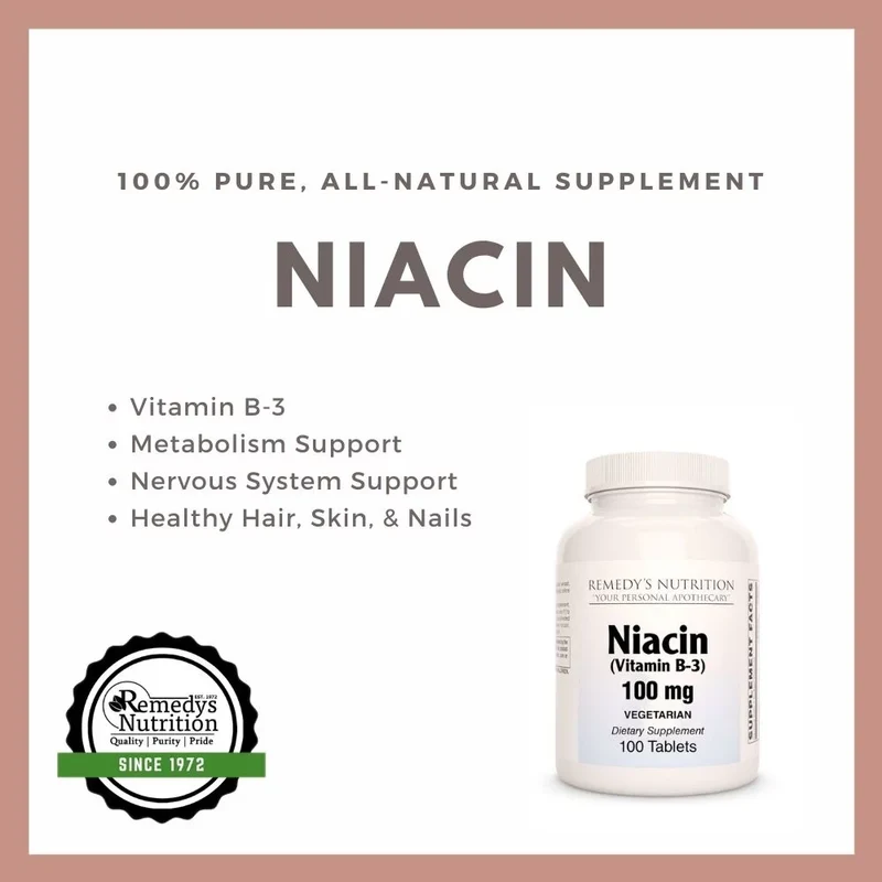 Niacine (vitamine B-3) 100 mg, 100 comprimés végétaliens
