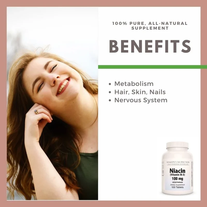 Niacine (vitamine B-3) 100 mg, 100 comprimés végétaliens