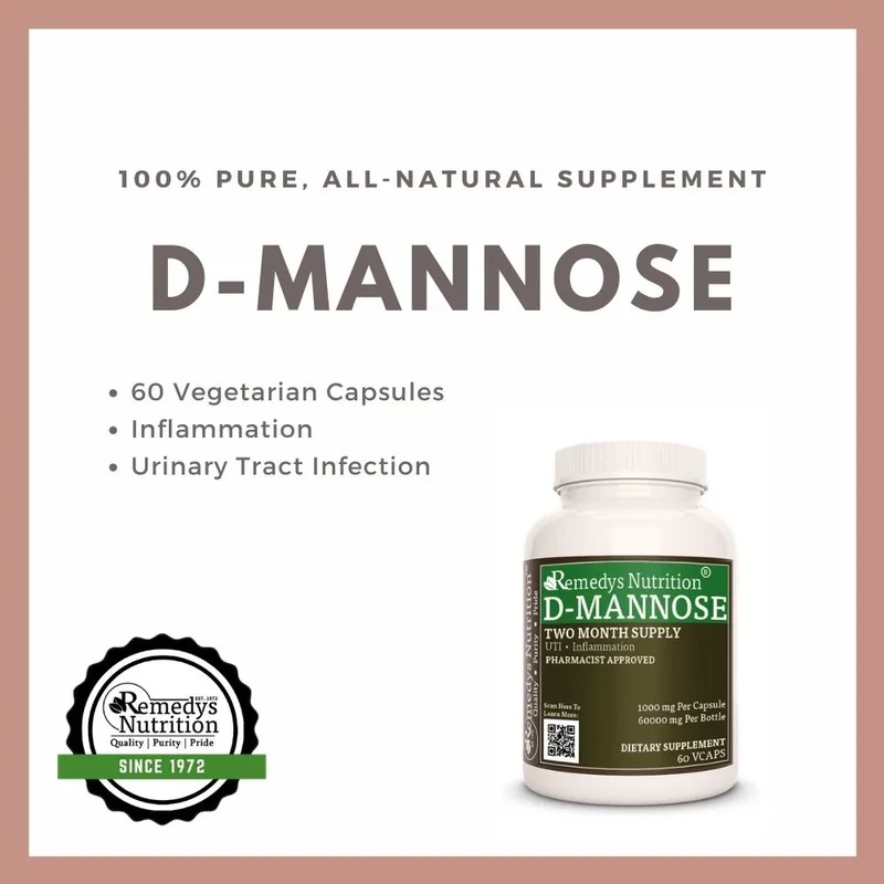 Capsules de D-mannose 1000 mg, 60 capsules végétaliennes
