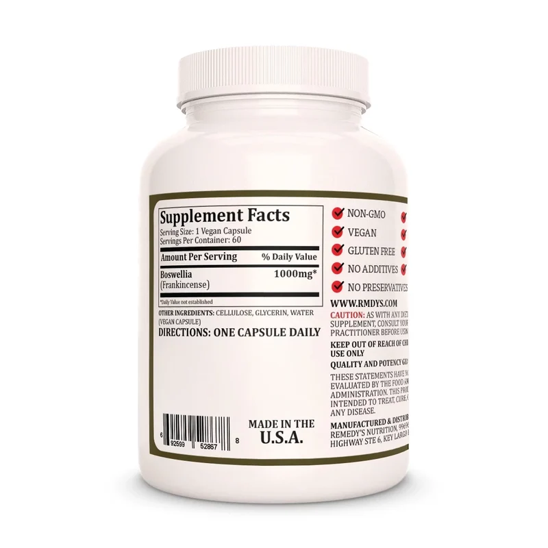 Boswellia (encens) 1000 mg 60 capsules végétaliennes
