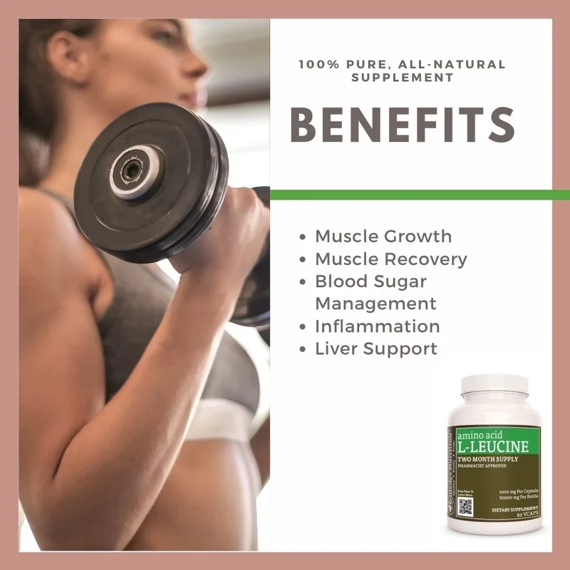 L-Leucine 1000 mg, 60 gélules végétaliennes