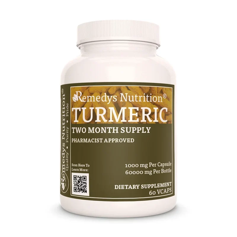 Racine de curcuma d'origine indienne 1000 mg, 60 capsules végétaliennes