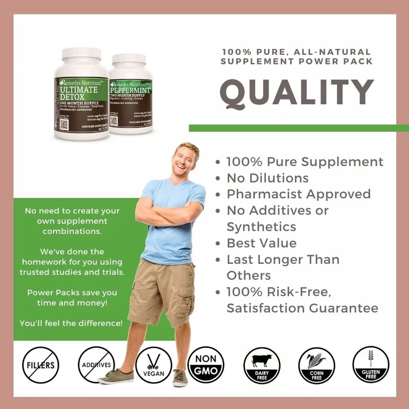 Pack d'énergie contre la diarrhée™ Deux flacons de 1000 60 mg, XNUMX capsules