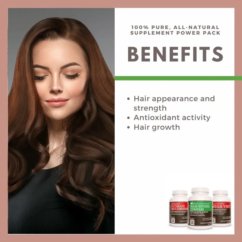 Hair Power Pack™ Trois flacons de 1000 mg, 60 capsules
