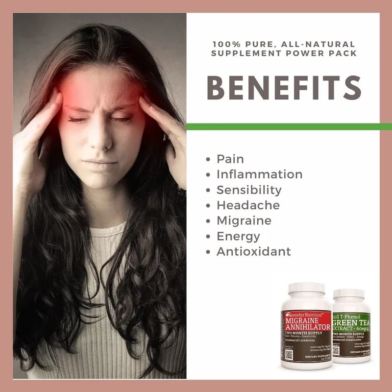 Pack d'énergie contre les maux de tête™ Deux flacons de 1000 60 mg, XNUMX capsules