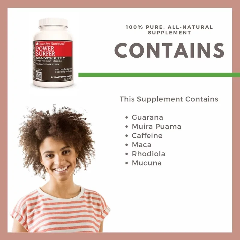Vitamines Power Surfer™ pour l'énergie 1000 mg 60 capsules végétaliennes