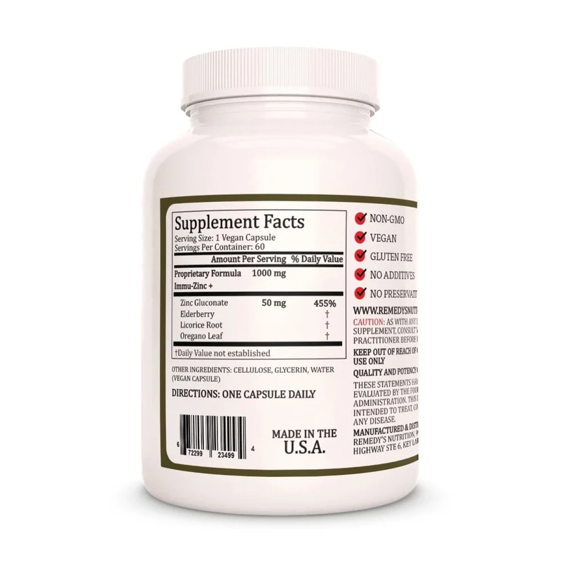 Immu-Zinc+™ 1000 mg, 60 capsules végétaliennes