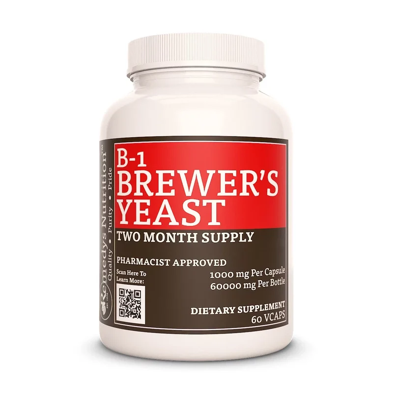 Levure de bière avec vitamine B-1 - 1000 mg, 60 capsules végétaliennes