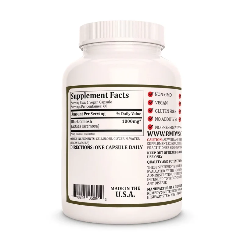Actée à grappes noires 1000 mg, 60 capsules végétaliennes