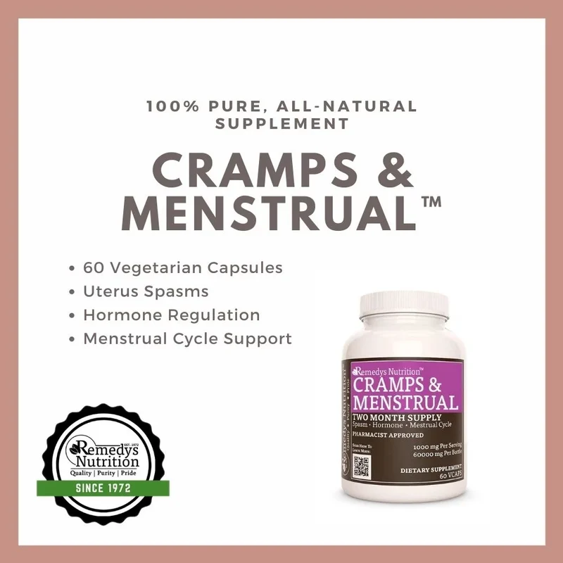 Vitamines pour cycles menstruels et crampes 1000 60 mg, XNUMX capsules végétaliennes