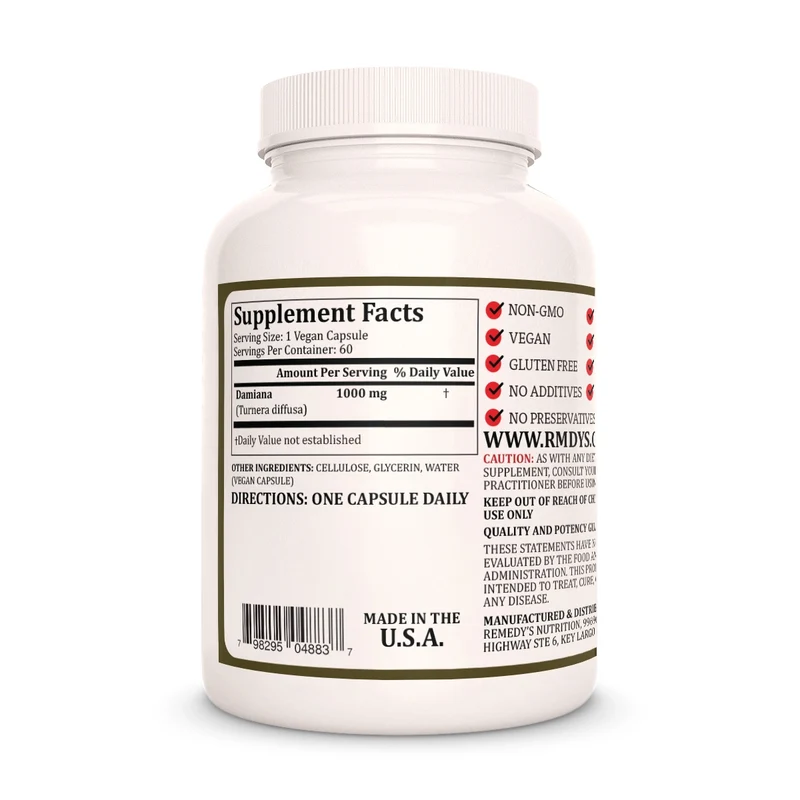Damiana 1000 mg, 60 gélules végétaliennes