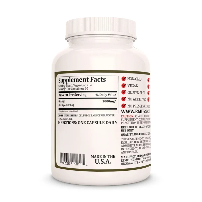 Ginkgo Biloba 1000 mg, 60 gélules végétaliennes