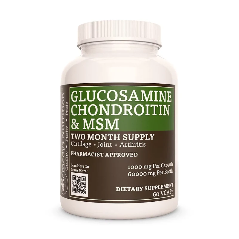Glucosamine, chondroïtine et MSM 1000 mg, 60 capsules végétaliennes
