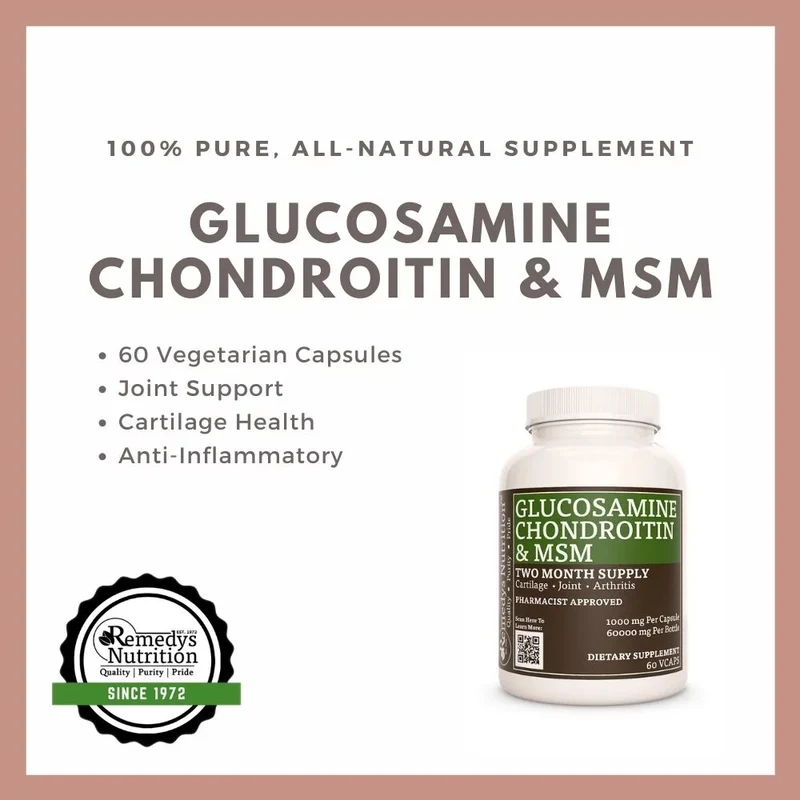 Glucosamine, chondroïtine et MSM 1000 mg, 60 capsules végétaliennes