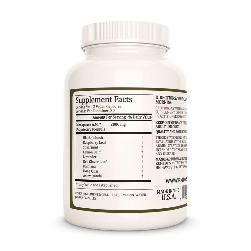 Vitamines Menopause AM™ pour le bien-être hormonal 1000 mg, 60 capsules végétaliennes