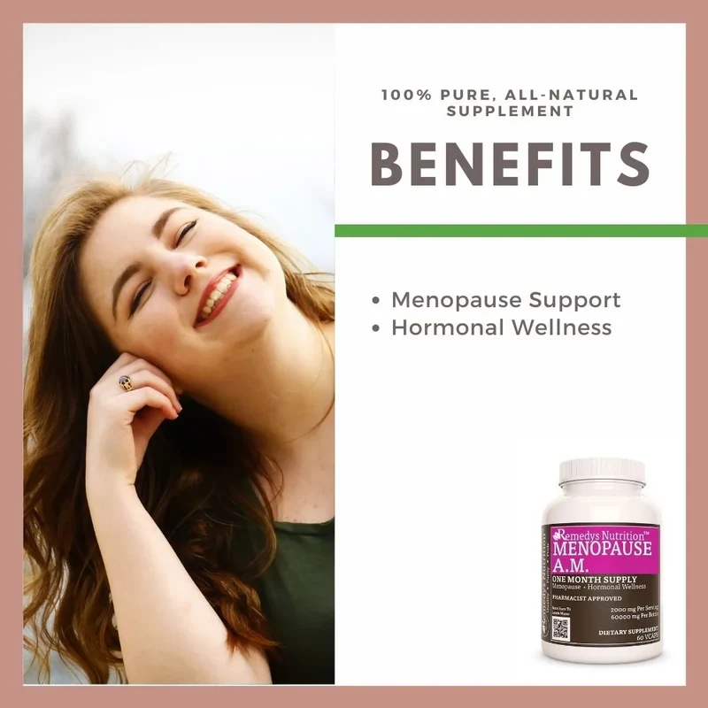Vitamines Menopause AM™ pour le bien-être hormonal 1000 mg, 60 capsules végétaliennes