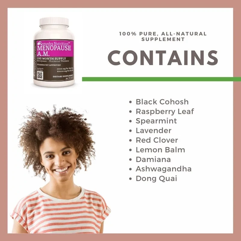 Vitamines Menopause AM™ pour le bien-être hormonal 1000 mg, 60 capsules végétaliennes