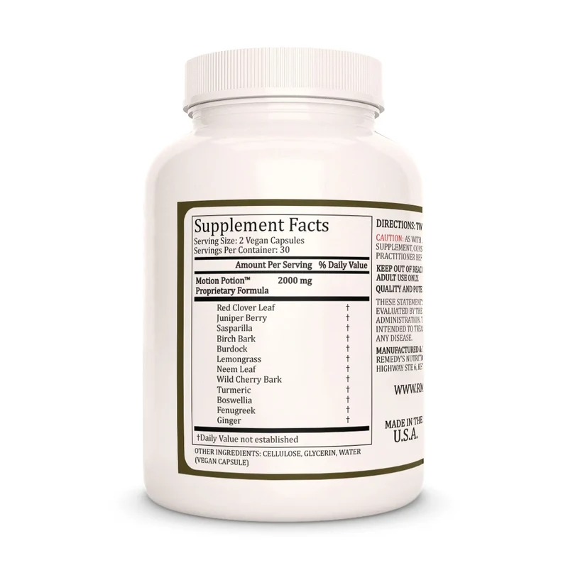 Motion Potion™ Vitamines anti-inflammatoires à base de plantes pour la goutte 1000 60 mg, XNUMX capsules végétaliennes