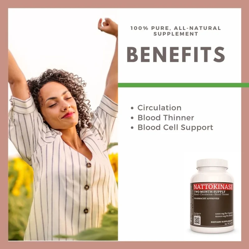 Nattokinase 2000 FU (100 mg) avec mélange exclusif d'ail et de curcuma 1000 mg, 60 capsules végétaliennes