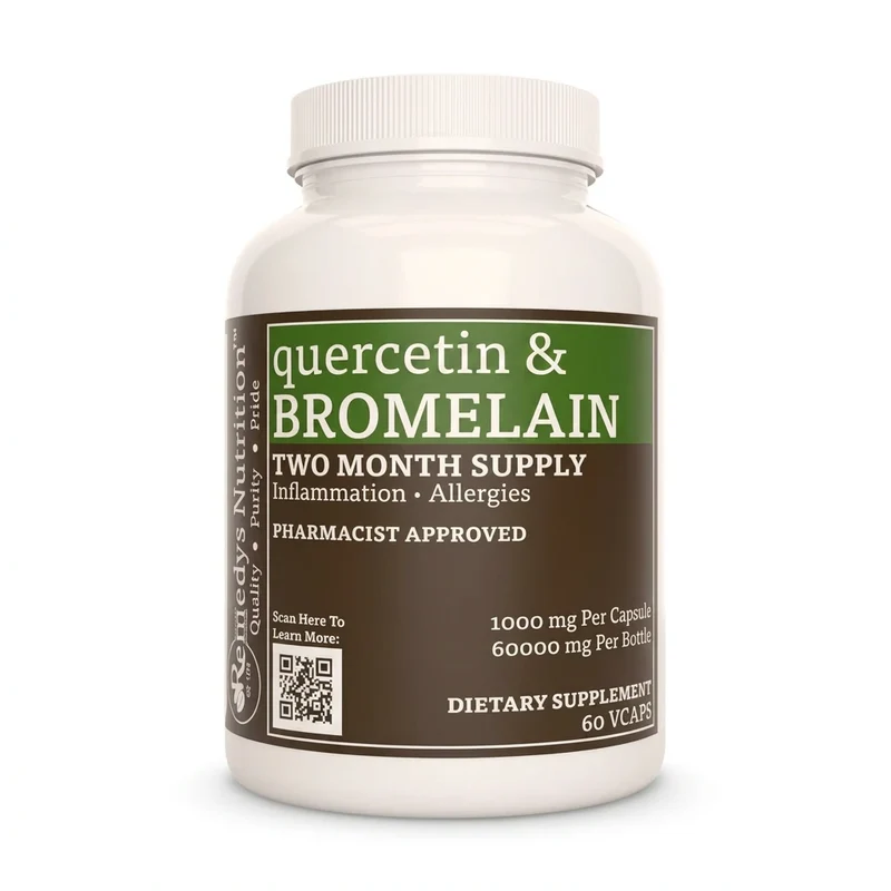 Quercétine et bromélaïne 1000 mg, 60 capsules végétaliennes