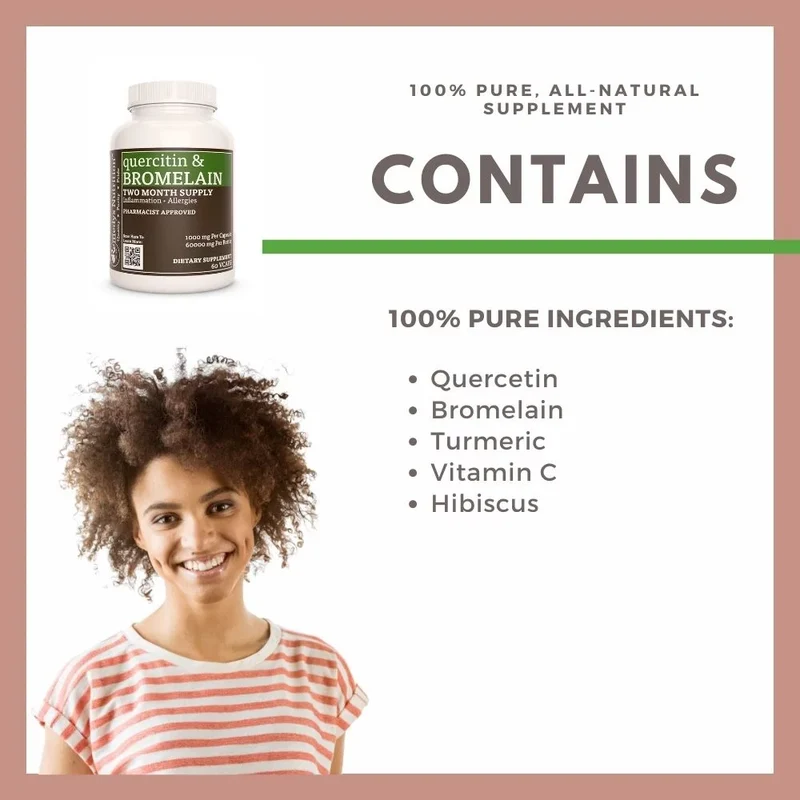 Quercétine et bromélaïne 1000 mg, 60 capsules végétaliennes