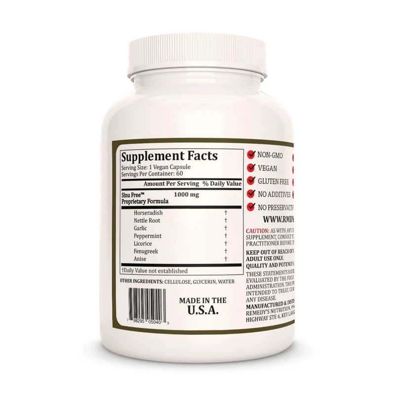 Sinu-Free 1000 mg, 60 gélules végétaliennes